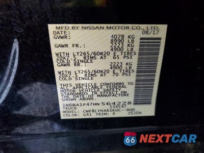 Zdjęcie 12 z 12 samochodu: 2017 NISSAN TITAN XD PLATINUM RESERVE VIN:1N6BA1F47HN564228 - miniatura