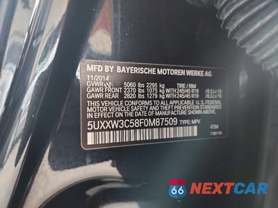 Zdjęcie 14 z 14 samochodu: 2015 BMW X4 XDRIVE28I VIN:5UXXW3C58F0M87509 - miniatura