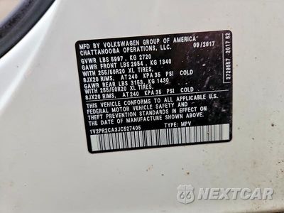 Zdjęcie 13 z 13 samochodu: 2018 VOLKSWAGEN ATLAS SE VIN:1V2PR2CA3JC527405 - miniatura