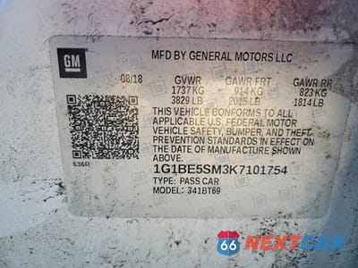 Zdjęcie 13 z 13 samochodu: 2019 CHEVROLET CRUZE LT VIN:1G1BE5SM3K7101754 - miniatura