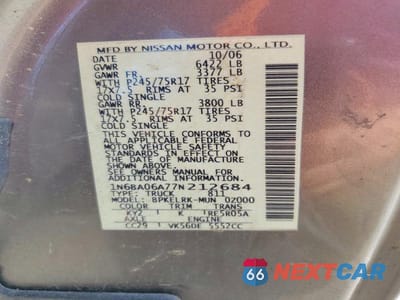 Zdjęcie 13 z 13 samochodu: 2007 NISSAN TITAN XE FFV VIN:1N6BA06A77N212684 - miniatura
