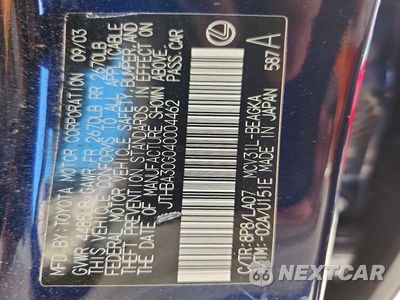 Zdjęcie 12 z 12 samochodu: 2004 LEXUS ES 330 VIN:JTHBA30G040004462 - miniatura