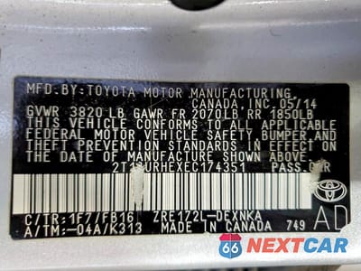 Zdjęcie 12 z 12 samochodu: 2014 TOYOTA COROLLA LE VIN:2T1BURHEXEC174351 - miniatura