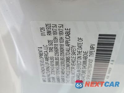 Zdjęcie 13 z 13 samochodu: 2026 HONDA ODYSSEY EXL VIN:5FNRL6H60TB041437 - miniatura