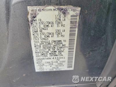 Zdjęcie 12 z 12 samochodu: 2006 NISSAN FRONTIER SE VIN:1N6AD07U06C433341 - miniatura