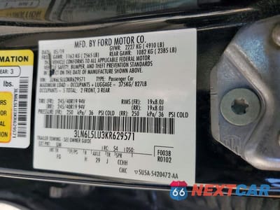 Zdjęcie 12 z 12 samochodu: 2019 LINCOLN MKZ RESERVE I VIN:3LN6L5LU3KR629571 - miniatura