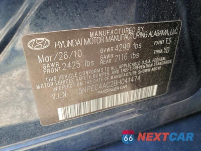 Zdjęcie 12 z 12 samochodu: 2011 HYUNDAI SONATA LIMITED VIN:5NPEC4AC2BH041474 - miniatura