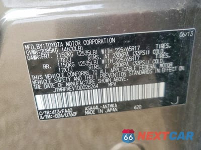 Zdjęcie 13 z 13 samochodu: 2013 TOYOTA RAV4 XLE VIN:JTMRFREV1DD026264 - miniatura