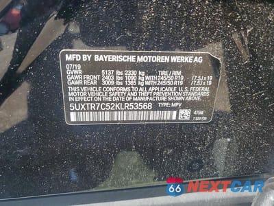 Zdjęcie 13 z 13 samochodu: 2019 BMW X3 SDRIVE30I VIN:5UXTR7C52KLR53568 - miniatura