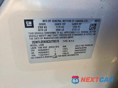Zdjęcie 13 z 13 samochodu: 2012 CHEVROLET EQUINOX LT VIN:2GNFLEEK9C6278570 - miniatura