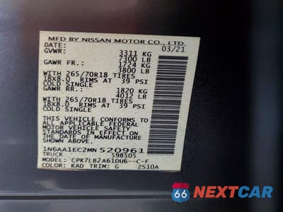 Zdjęcie 12 z 12 samochodu: 2021 NISSAN TITAN S VIN:1N6AA1EC2MN520961 - miniatura