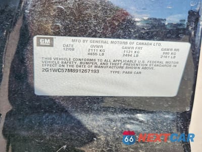 Zdjęcie 12 z 12 samochodu: 2009 CHEVROLET IMPALA 2LT VIN:2G1WC57M891267193 - miniatura