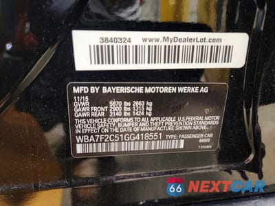 Zdjęcie 12 z 12 samochodu: 2016 BMW 750 XI VIN:WBA7F2C51GG418551 - miniatura