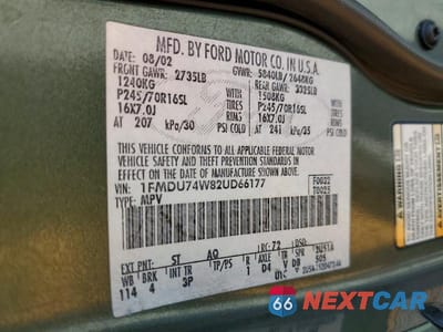 Zdjęcie 13 z 13 samochodu: 2002 FORD EXPLORER EDDIE BAUER VIN:1FMDU74W82UD66177 - miniatura