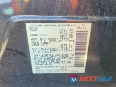 Zdjęcie 13 z 13 samochodu: 2011 NISSAN PATHFINDER S VIN:5N1AR1NB8BC635538 - miniatura