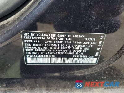 Zdjęcie 13 z 13 samochodu: 2019 VOLKSWAGEN PASSAT WOLFSBURG VIN:1VWLA7A38KC009085 - miniatura