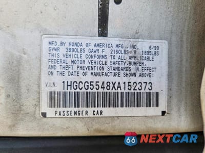 Zdjęcie 12 z 12 samochodu: 1999 HONDA ACCORD LX VIN:1HGCG5548XA152373 - miniatura