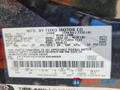 Zdjęcie 13 z 13 samochodu: 2013 FORD F150 SUPERCREW VIN:1FTFW1EF0DFB64895 - miniatura