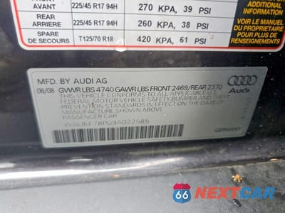 Zdjęcie 12 z 12 samochodu: 2009 AUDI A3 2.0T QUATTRO VIN:WAUKF78P09A022585 - miniatura