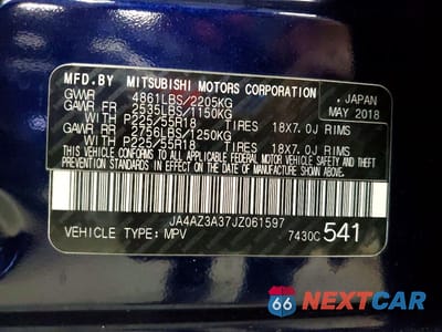 Zdjęcie 13 z 13 samochodu: 2018 MITSUBISHI OUTLANDER SE VIN:JA4AZ3A37JZ061597 - miniatura