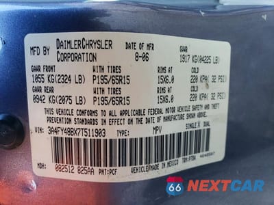 Zdjęcie 13 z 13 samochodu: 2007 CHRYSLER PT CRUISER VIN:3A4FY48BX7T511903 - miniatura