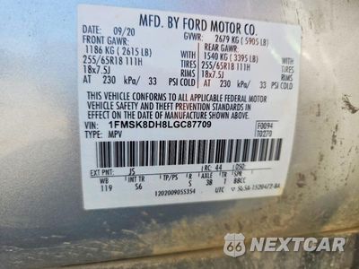 Zdjęcie 13 z 13 samochodu: 2020 FORD EXPLORER XLT VIN:1FMSK8DH8LGC87709 - miniatura