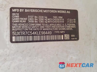 Zdjęcie 14 z 14 samochodu: 2019 BMW X3 SDRIVE30I VIN:5UXTR7C54KLE98449 - miniatura