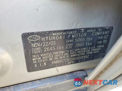 Zdjęcie 12 z 12 samochodu: 2004 HYUNDAI SANTA FE GLS VIN:KM8SC13D34U658992 - miniatura