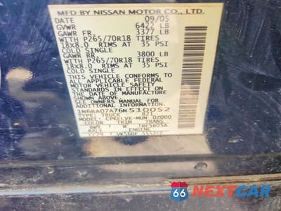 Zdjęcie 12 z 12 samochodu: 2006 NISSAN TITAN XE FFV VIN:1N6BA07A76N510052 - miniatura