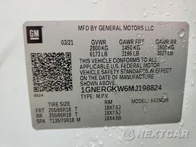 Zdjęcie 13 z 13 samochodu: 2021 CHEVROLET TRAVERSE LT VIN:1GNERGKW6MJ198824 - miniatura