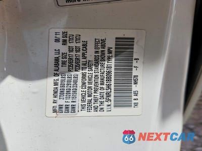 Zdjęcie 12 z 12 samochodu: 2011 HONDA ODYSSEY EXL VIN:5FNRL5H61BB096181 - miniatura