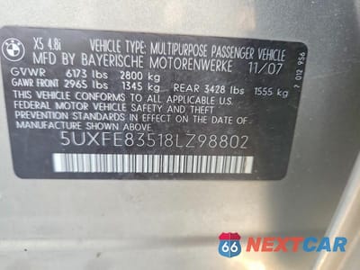 Zdjęcie 12 z 12 samochodu: 2008 BMW X5 VIN:5UXFE83518LZ98802 - miniatura