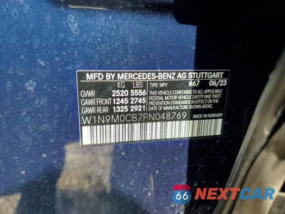 Zdjęcie 13 z 13 samochodu: 2023 MERCEDES-BENZ EQB 250+ VIN:W1N9M0CB7PN048769 - miniatura