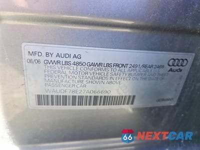 Zdjęcie 12 z 12 samochodu: 2007 AUDI A4 2.0T QUATTRO VIN:WAUDF78E27A066690 - miniatura