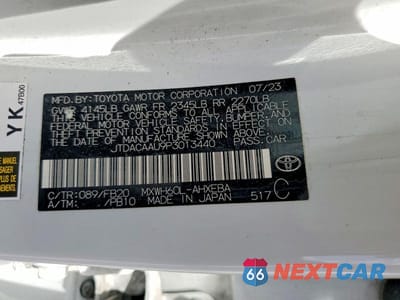 Zdjęcie 12 z 12 samochodu: 2023 TOYOTA PRIUS LE VIN:JTDACAAU9P3013440 - miniatura