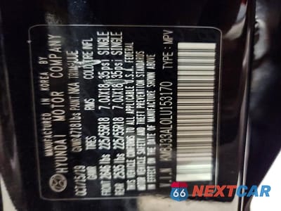 Zdjęcie 13 z 13 samochodu: 2020 HYUNDAI TUCSON ULTIMATE VIN:KM8J33AL0LU153170 - miniatura