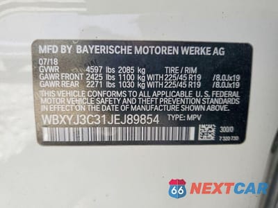 Zdjęcie 13 z 13 samochodu: 2018 BMW X2 SDRIVE28I VIN:WBXYJ3C31JEJ89854 - miniatura