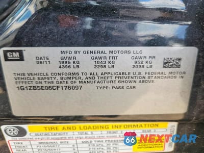 Zdjęcie 12 z 12 samochodu: 2012 CHEVROLET MALIBU VIN:1G1ZB5E06CF176097 - miniatura