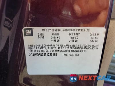 Zdjęcie 12 z 12 samochodu: 2006 BUICK LACROSSE CXL VIN:2G4WD582461280189 - miniatura