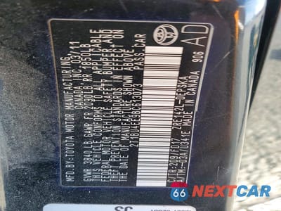 Zdjęcie 12 z 12 samochodu: 2011 TOYOTA COROLLA S VIN:2T1BU4EE9BC613073 - miniatura