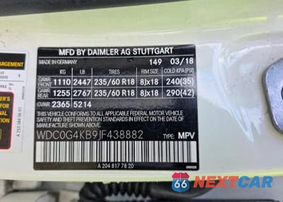 Zdjęcie 10 z 12 samochodu: 2018 MERCEDES-BENZ GLC 300 4MATIC VIN:WDC0G4KB9JF438882 - miniatura