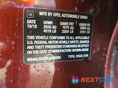 Zdjęcie 12 z 12 samochodu: 2019 BUICK REGAL PREFERRED VIN:W04GL6SXXK1026096 - miniatura