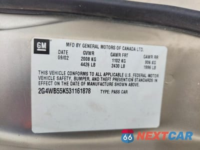Zdjęcie 12 z 12 samochodu: 2003 BUICK REGAL LS VIN:2G4WB55K531161878 - miniatura