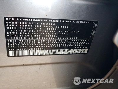 Zdjęcie 12 z 12 samochodu: 2021 VOLKSWAGEN TIGUAN SE VIN:3VV2B7AX2MM073947 - miniatura