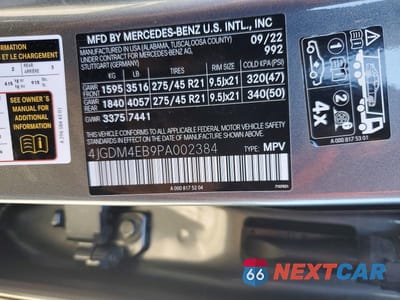 Zdjęcie 13 z 13 samochodu: 2023 MERCEDES-BENZ EQS SUV 580 4MATIC VIN:4JGDM4EB9PA002384 - miniatura