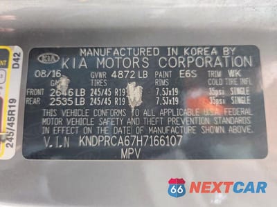 Zdjęcie 12 z 12 samochodu: 2017 KIA SPORTAGE SX VIN:KNDPRCA67H7166107 - miniatura