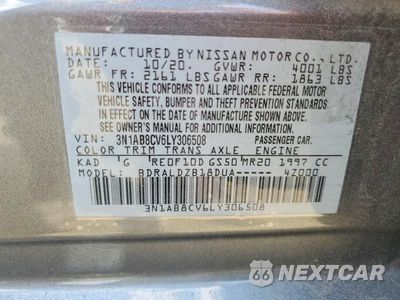 Zdjęcie 12 z 12 samochodu: 2020 NISSAN SENTRA SV VIN:3N1AB8CV6LY306508 - miniatura