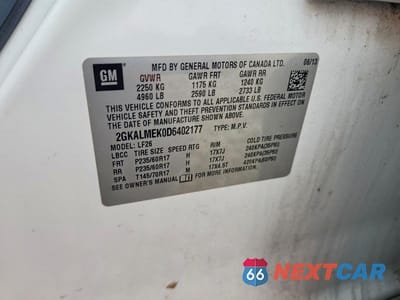 Zdjęcie 13 z 13 samochodu: 2013 GMC TERRAIN SLE VIN:2GKALMEK0D6402177 - miniatura
