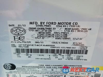 Zdjęcie 12 z 12 samochodu: 2012 FORD F150 SUPERCREW VIN:1FTFW1ET4CFA48555 - miniatura