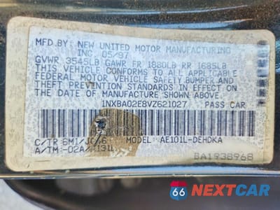 Zdjęcie 12 z 12 samochodu: 1997 TOYOTA COROLLA BASE VIN:1NXBA02E8VZ621027 - miniatura